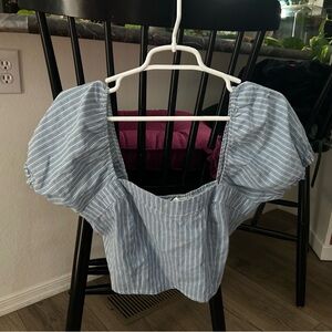 Sweet Rain Blue Striped Women's crop top